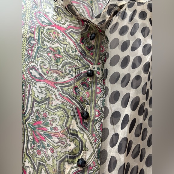 Krista Larson Sheer Button Up Shirt Dress O/S Polka Dot  Whimsical Elclectic - Picture 3 of 4